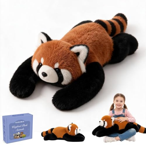 Roter Panda Gewichtetes Plüschtier Kuscheltier, kuscheliges Stofftier für Erwachsene Kinder, Weiches Plüschkissen für Umarmungsgefährte zur Angstlinderung und Schlafunterstützung (Roter Panda, 45cm)