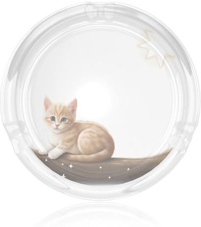 Posacenere in vetro stampato con gattino che guarda le stelle, adatto per la decorazione della casa e dell'ufficio, aggiungendo uno stile elegante