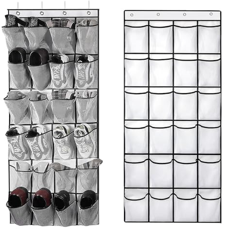Yunyige Schuhregal Tür Hängend,Schuhregal Hinter Tür,Schuhaufbewahrung Hängend,24 Taschen Schuhorganizer Hängends Türs,Shoe Bag Door Hanging für Schrank Schlafzimmer (Weiß)