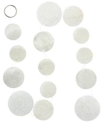 ReWu Capiz Girlande Laina Capizmuscheln Weiß Natur Hängedekoration Wohndekoration Muschelkette Fensterdeko Muschelplättchen Dekokette Kette - Zufällige Auswahl - 120 cm