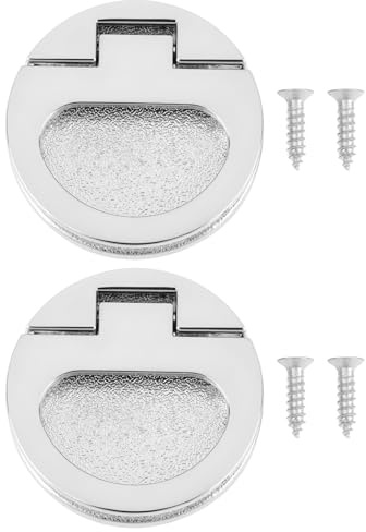 LT Easiyl 2 Tiradores de Aro Empotrados con Tornillo de 43,5 X 7 Mm para Cajón de Armario Color Plateado Brillante