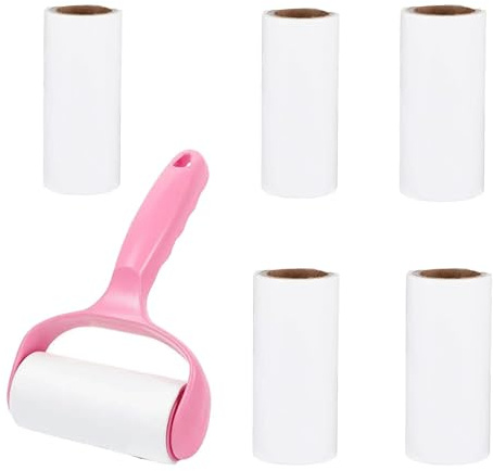 330 Sheets Lint Roller 5 Sticky Replacement Heads with 1 Handles, Quickly Removes Animal Fur, Cat & Dog Hair, Dust & Fluff from Clothes, Furniture, Carpet