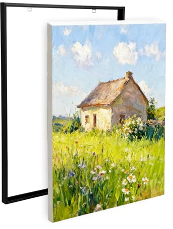 Canvas Frame, Aluminium Frame Canvas Stretcher Bars No Drilling Required Modern Black Picture Frames Wall Hanging Floating Frames for Artwork Oil Paintings (Black, 60×80cm)