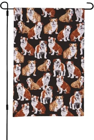 Bulldog inglese,Bandiera da giardino per esterni e interni, stendardo decorativo bifacciale 30x45 cm