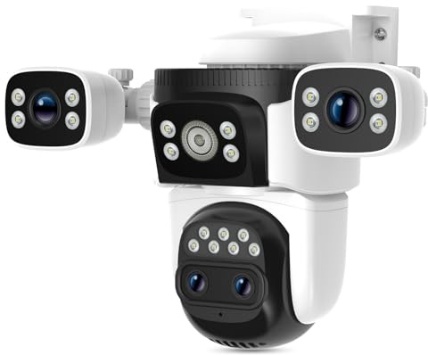 VSTARCAM 4-Lens Security Camera Outdoor Wireless, PTZ Wireless WiFi CCTV Camera with 2K HD Full-Color Night Vision, AI Motion Detection & Auto-Tracking for Home Yard, Driveway, Front Door Surveillance