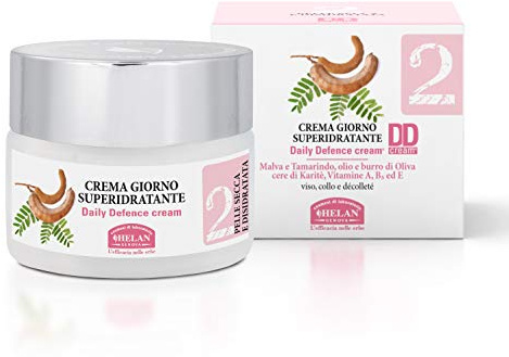 Helan, Linea Viso 2, Crema Giorno Donna, Super Idratante per Pelle Secca, Protezione Cutanea di Viso e Collo, con Estratti di Malva e Tamarindo, Vitamina B5 ed E, 50 ml - Made in italy