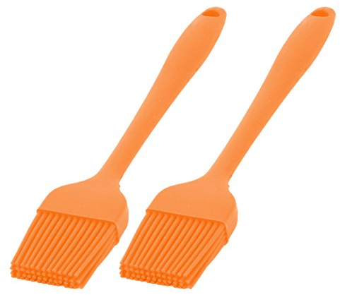 Sourcingmap Silicone Home Kitchen Cookie Cake Baking Tool Cream Oil Pastry Brush 2pcs Orange