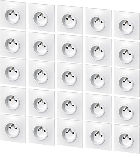 Legrand LEG200249 Neptune Prises de courant avec terre, 3680 W, 230 V, Blanc, Set de 25 Pièces