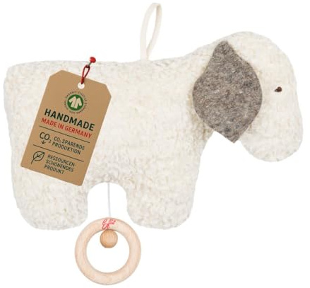 Efie Bio - Spieluhr Schäfchen, kontrolliert biologischer Anbau (organic), Made in Germany, GOTS zertifiziert, nachhaltig, Melodie (Sandmann, lieber Sandmann)