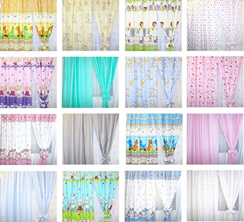 Baby Kinderzimmer Vorhänge Gardine Babygardinen Kindergardinen Safari Eule Bärchen Sterne D31