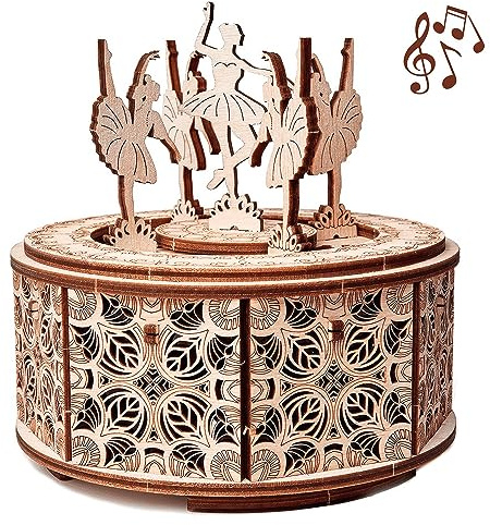 Wood Trick Dancing Ballerina Music Box Kit Swan Lake, DIY Wooden Musical Box Ballerina - 3D Wooden Puzzle, Assembly Model, Brain Teaser for Adults and Kids