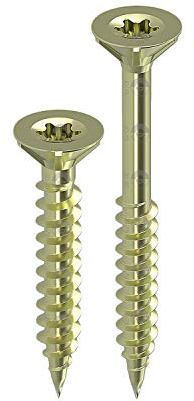 Belko Spanplattenschrauben mit Senkkopf 4,5 x 50-500 Stk., teilgewinde, JD-79, gelb verzinkt, Torx, Universalschraube, Holzschraube