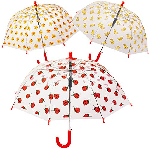 alles-meine.de GmbH Automatik Kinderschirm/Regenschirm - lustige Tiere - Ø 60 cm - groß/durchscheinend & durchsichtig - transparent - Glockenschirm - sturmfest sturmsicher ..