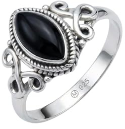 mantraroma Silberring Damen 925 Sterling Silber – ellipsenförmiger Edelstein Ring, Vintage Statement Ring Schmuck, elegantes Geschenk für Frauen