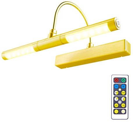 BIGLIGHT Picture Wall Lights with Remote,Wireless Battery Operated LED Picture Lights,13 Inches Rotatable Light Head with 180 Degree Swing Arm Dimmable Display Lights for Dartboard Picture-Copper