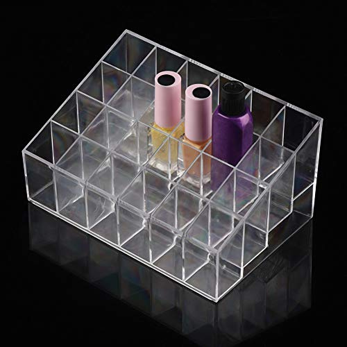 Fydun Supporto per rossetto, espositore per organizzatore Espositore trasparente 24 griglie Supporto per rossetto organizzatore Espositore per smalto Scatola di immagazzinaggio