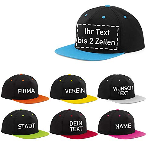 generisch Snapback, Cap mit Wunschtext oder Namen Bestickt (schwarz/orange)