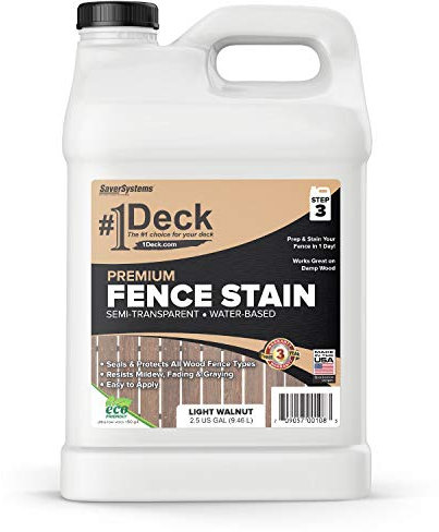#1 Deck Premium Holzzaun Beize und Versiegelung – halbtransparente Zaun-Versiegelung 2.5 Gallon Nussbaum hell