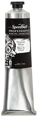 Speedball 5oz 140ml Professional Titanium White, Water-Miscible, Oil-Based Printmaking Ink, Lightfast Pigments, for All Kinds of Relief Printing, Ideal for Lino Cutting, Assorted
