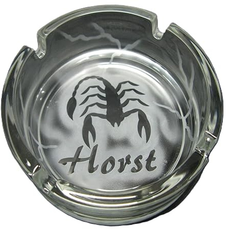 Aschenbecher mit Gravur Sternzeichen und Name personalisiert Glas Ascher Aschbecher Glasascher Glasaschenbecher Handarbeit individuell Geschenk Geburtstag Horoskop
