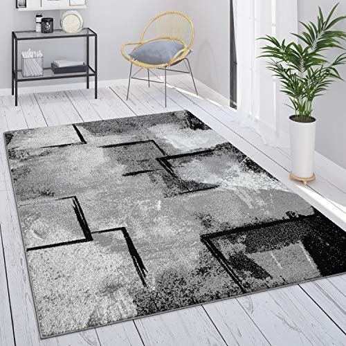 Paco Home Teppich Wohnzimmer Vintage Kurzflor Schlafzimmer Geometrisches Design Modern, Grösse:160x230 cm, Farbe:Grau 7