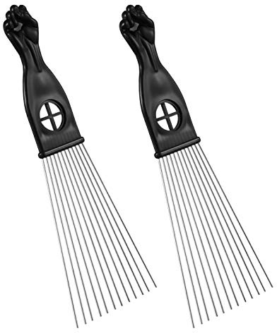 FRCOLOR 2 Piezas Afro Peine de Metal Picking Peine de Peluquería Trenza de Pelo de Estilo Desenredar El Pelo Picks