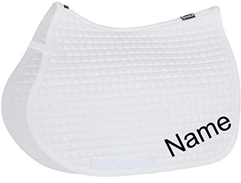 Eskadron White Cotton VS-Schabracke mit individuellem Namen Bestickt, Schriftart:Holli, Garnfarbe Maderia:Bright White 1801