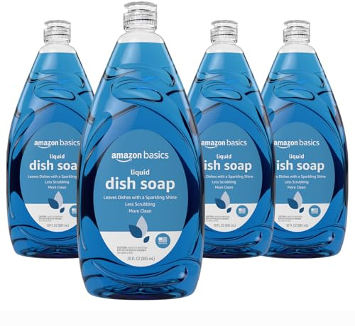 Amazon Basics Dish Soap, Fresh Scent, 30 fl oz, Pack of 4, Packaging May Vary