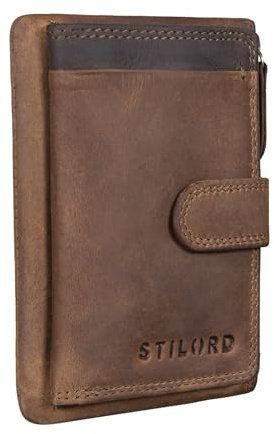 STILORD Garrett 2-i-1 plånbok och nyckelväska läder för damer och herrar kortfodral plånbok med nyckelfack liten EC nyckelväska Slim Wallet RFID-skydd Farbe:Mellanbrun