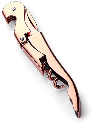 Drincarier Cuchillo de camarero profesional para abridores de vino, acero inoxidable mejorado, llave de vino todo en uno, abrebotellas y cortador de papel de aluminio (1 paquete de oro rosa)