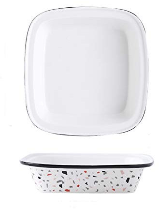 Platos Placa de cena de porcelana cuadrada, placa de sopa de ensalada de pasta de la familia, Placa de hornear personalizada Sirviendo for queso arroz al horno, caja fuerte de microondas Platos Llanos