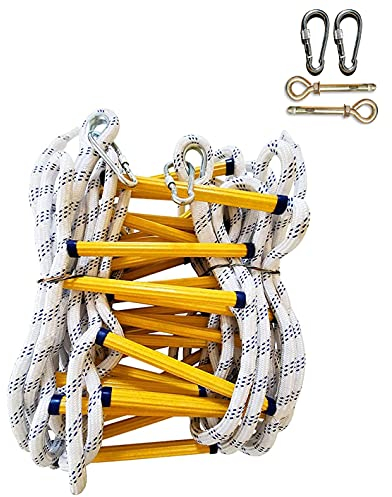 PHONME Feuerleiter, Notleiter, Rettungsseilleiter, Strickleiter Fluchtleiter Mehrzweckleiter Sicherheitsleiter Feuerleiter Mit Höhensicherheit, Perfekt Für Fenster Und Balkon, Mit Hak(Size:3m)