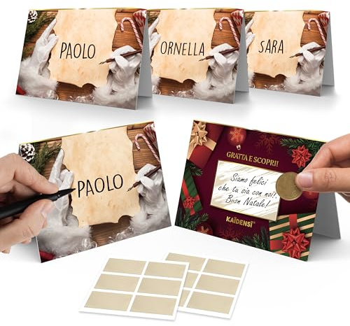 Marcador de posición de Navidad elegante para rascar y ganar – 20 marcas de lugar de Navidad y Año Nuevo para mesa original – Marcadores de mesa navideños originales