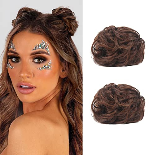 Kralle Haar Brötchen Mini Chignon Haarteil Updo Bun Verlängerungen Fake Donut Haar Bun Pferdeschwanz Verlängerung für Frauen Mädchen, 2 Packs
