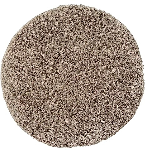 MY-RUG Shaggy Star Teppich - Kuscheliger Hochflor - Beige Rund 120 cm | Extra langer 37 mm Flor in Felloptik, rutschhemmende Unterseite, Oeko-Tex 100 zertifiziert, ideal für Kinder und Haustiere