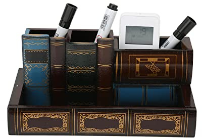 Tomotato Stiftehalter Holz, 24×11.5×11.5cm Bücher Design Holz Stifthalter, Schreibtisch Organizer, Mehrzweck Bleistiftbecher Topf, Retro Utensilienschalen für Zuhause, Schule, Büro
