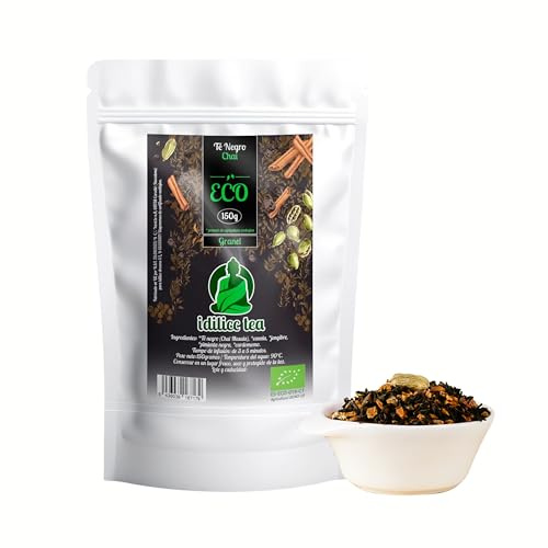 IDILICC TEA Te Negro Chai 100% Ecológico 150 Gr. Te Chai Latte de Mezcla de Especias Aromáticas. Ayuda a Combatir Envejecimiento. Energizante y Aromático. Infusiones a Granel