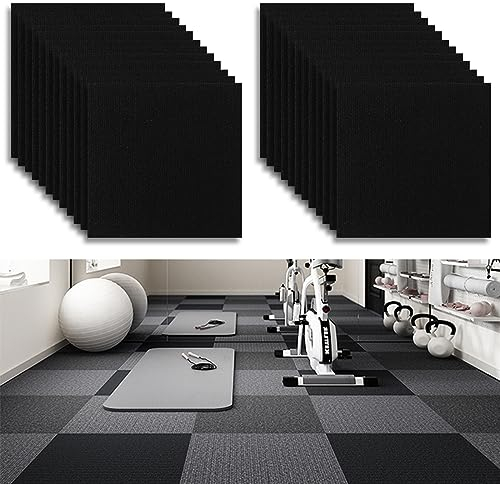 Teppichfliesen Selbstklebend, 30 x 30cm Teppich Bodenbelag, Filzfliesen, Nadelfilz Teppichboden Selbstliegend, Rutschfest Teppich Fliesen für Büro Gewerbe Haus Schlafzimmer Flur (24 Stück, Schwarz)