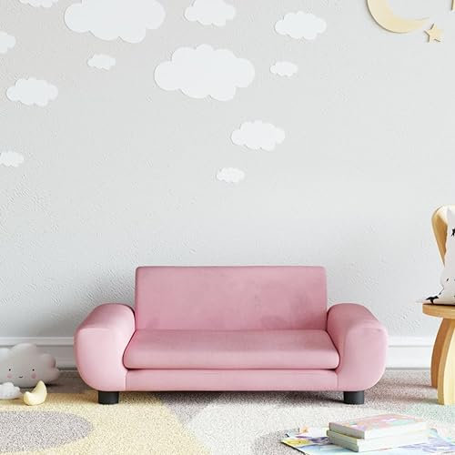 Homgoday Kindersofa Kindercouch Msinisofa Kindersessel Kindersofa Sofa Sessel Sitzmöbel Kinder Sofa für Kinderzimmer Kindermöbel Rosa 70x45x33 cm Samt