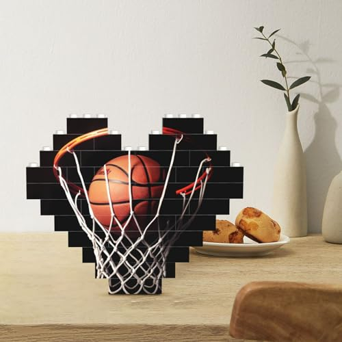 Rldobofe Basketball Herzförmige 3D-Baustein-Puzzles, Fortgeschrittene Fähigkeitsstufe, 100 Teile, 1 Set, ab 12 Jahren