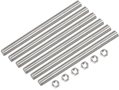 QUARKZMAN 6 Pcs M10 x 400mm Entièrement Fileté Tige 1,5 mm Filetage Pas | 304 Inox Acier, avec 6 Pcs Hex Écrous, Droite Main Fileté Tiges Barre Goujons
