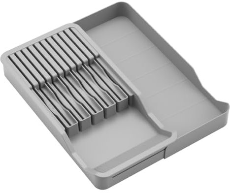 Lckiioy Portacoltelli, nel cassetto porta coltelli con vassoio espandibile per da cucina, organizer per cassetti da cucina, può contenere 11 coltelli, durevole