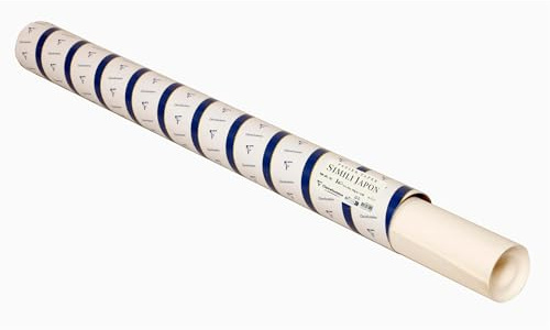 Clairefontaine 976149C - Rolle Zeichenpapier Simili Japon, 250g 100% reiner Zellulose, 1,30x10m, ideal für Reliefgravuren und Flachdrucktechniken, Elfenbein, 1 Rolle