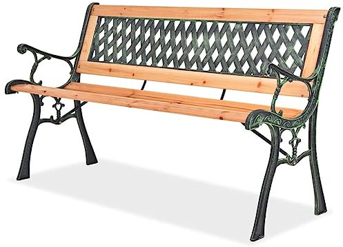 Tidyard Gartenbank Holzbank Sitzbank Gartenbankpark für 2-3 Sitzer,Balkonbank Parkbank Flurbank Terrassenbank für Terrasse,Balkon,Garten 122 cm Holz-21