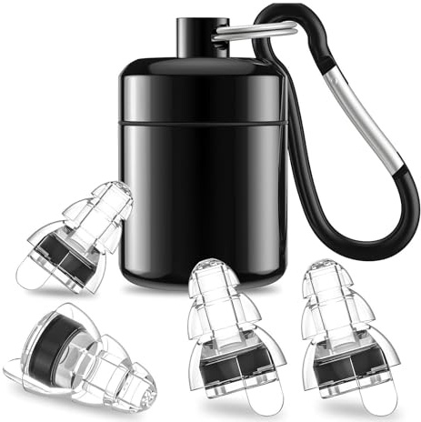Adorila 2 Paar Ohrstöpsel Konzert, Gehörschutz Ohrstöpsel mit Aluminium-Tragetasche für Musiker, Festival, Schlagzeuger, Raves-Party (Schwarz)