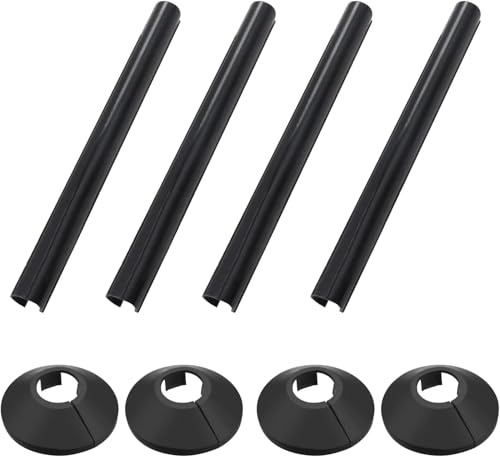Pack of 4 Black Radiator Pipe Hole Covers - Durable, Easy-to-Install, Sleek Finish, Fit for Radiator Pipes