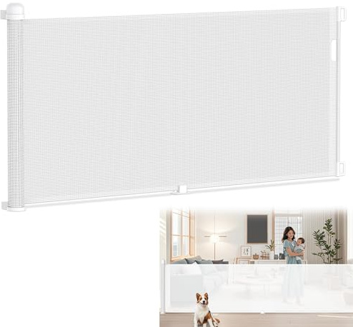 YRHome - Barrera de protección extensible de 0 a 300 cm, para bebé y mascotas, para escaleras, puertas, interior y exterior, color blanco