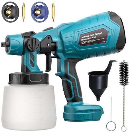 Paint Sprayer for makita 18V Battery, Cordless Fence Paint Sprayer for Fencing and Decking, Spray Gun Handheld Paint Sprayers for Home DIY Painting, 3 Spray Patterns & 1000ml Tank (No battery)