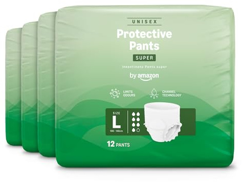 by Amazon Super-pantalons Unisexes by Amazon, Taille L, 48 unités (4 paquets de 12)