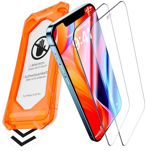 UniqueMe für iPhone 12/12 Pro für Panzerglas - [Full Screen Displayschutz] Schutzfolie für iPhone 12/12 Pro Schutzglas,Auto Installation,2 Stück